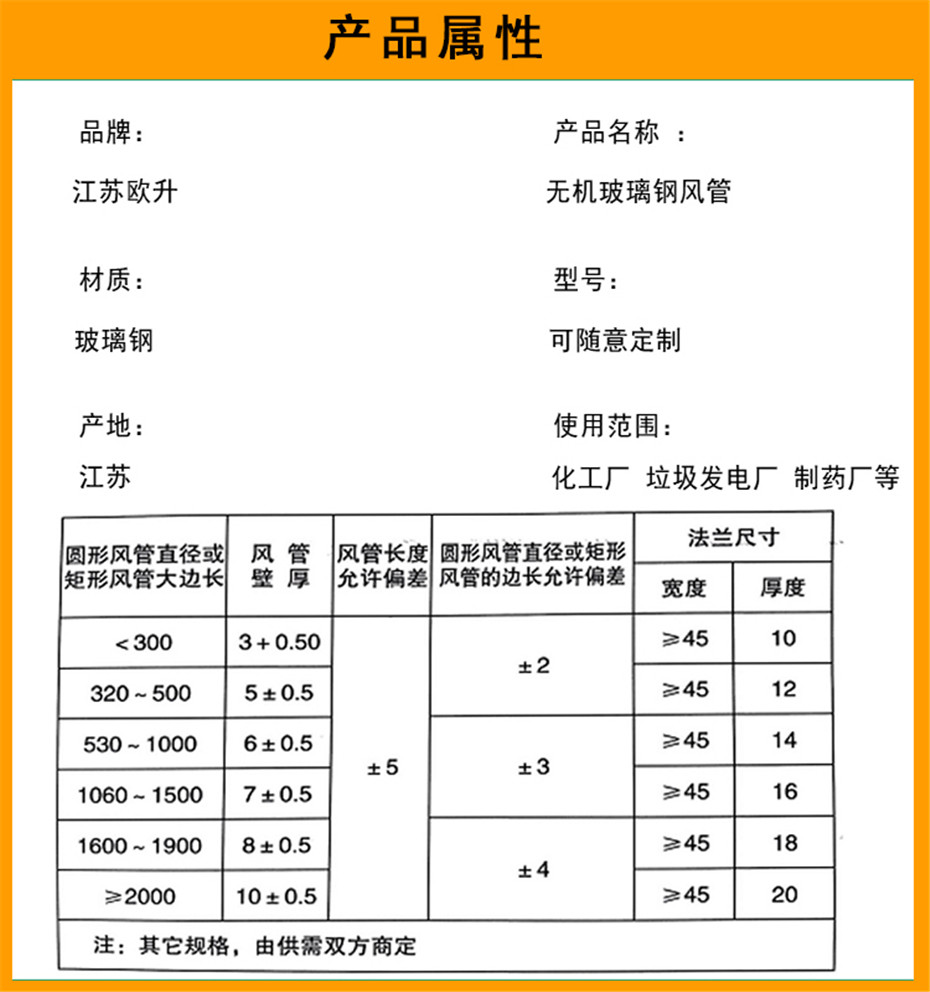 歐升無機玻璃鋼風(fēng)管